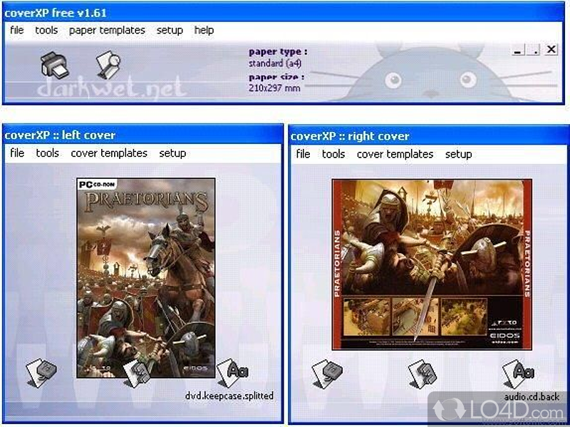 Helps to print cd/dvd labels and covers - Screenshot of coverXP Pro