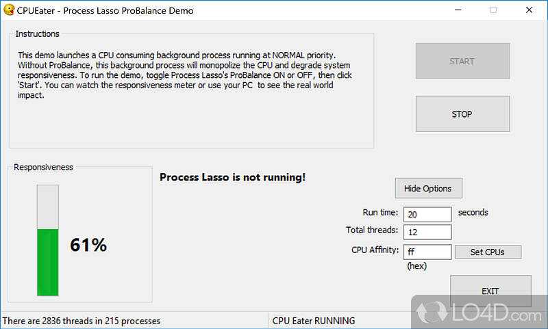 Set up benchmarks with minimal effort - Screenshot of CPU Eater