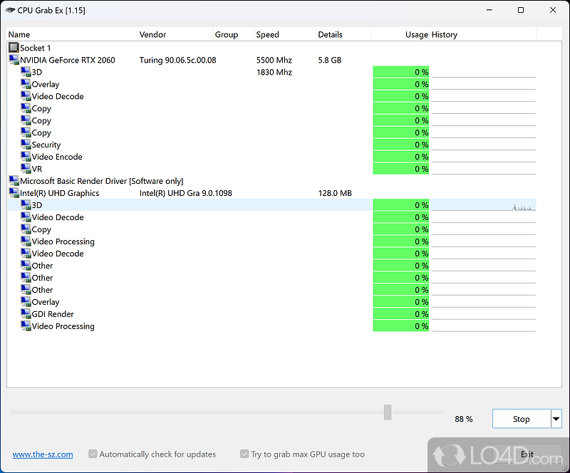 Detect and prevent potential hardware failures - Screenshot of CPU Grab Ex