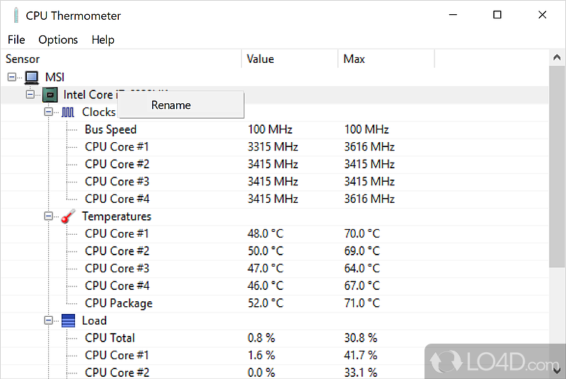 CPU Thermometer screenshot