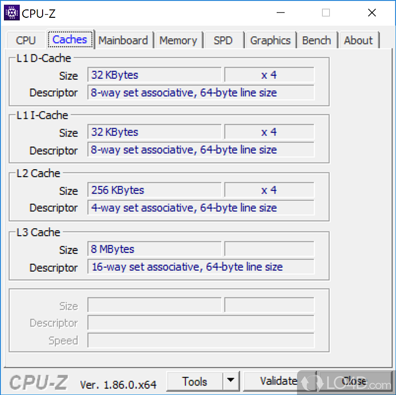 Offers details on the processor, mainboard, memory, graphics - Screenshot of CPU-Z