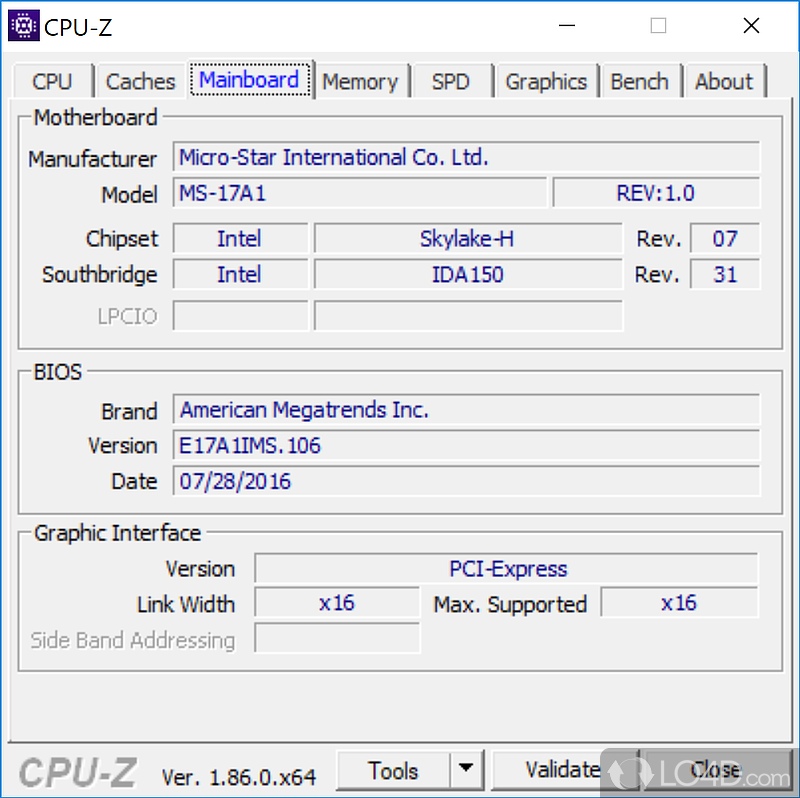Can assess your system’s performance in real time - Screenshot of CPU-Z