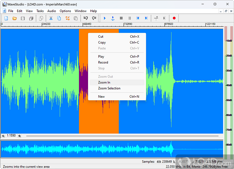 Audio editing suite with several tools for editing - Screenshot of Creative WaveStudio