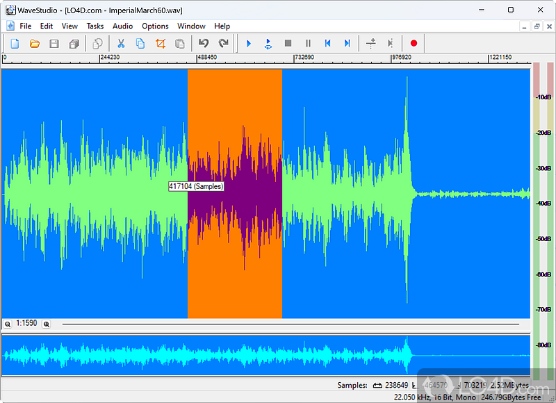 Perform almost every conceivable sound-editing task at convenience - Screenshot of Creative WaveStudio