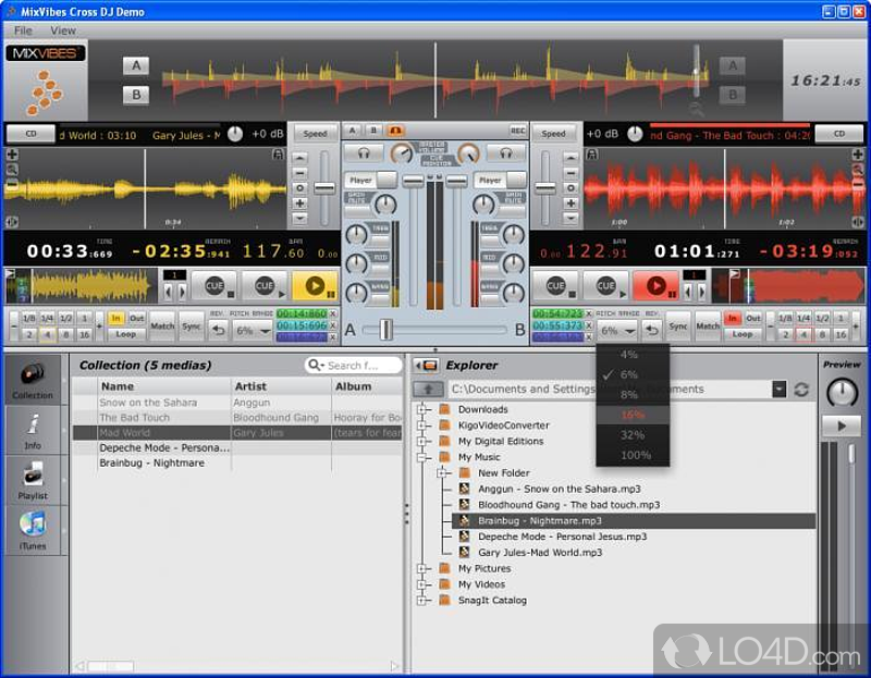 Powerful audio mixing program that offers support for dual decks - Screenshot of MixVibes Cross DJ Free