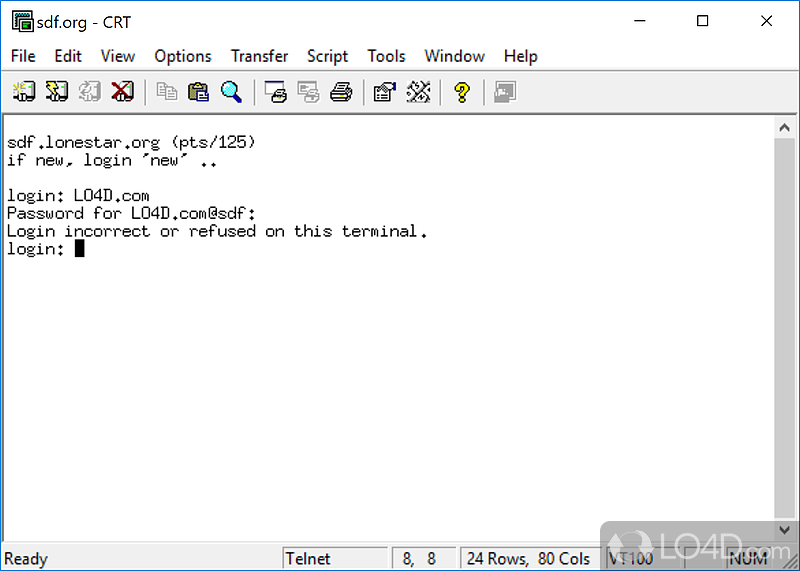 32-bit terminal emulator - Screenshot of CRT