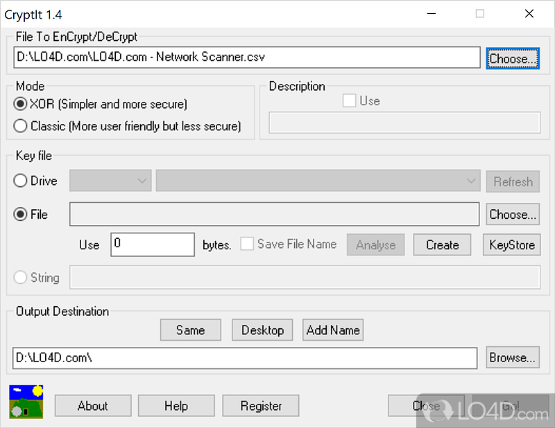 File encrypter written in assembly language - Screenshot of CryptIt