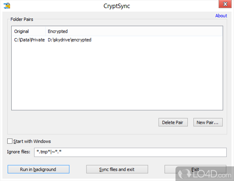 Synchronize files between any two specified folders - Screenshot of CryptSync