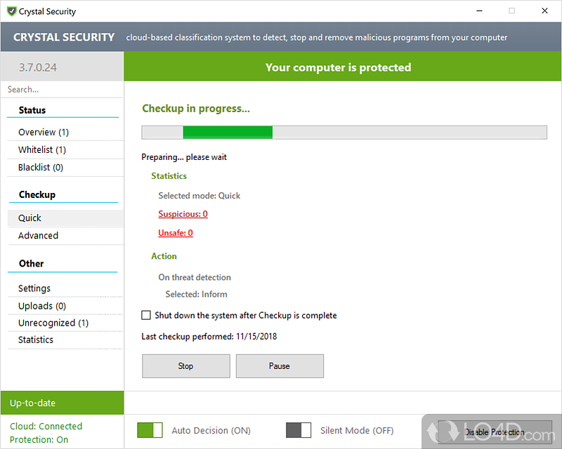 Very accessible and lightweight security solution - Screenshot of Crystal Security