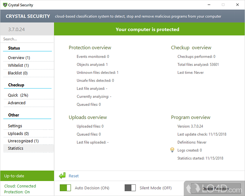 Staying Protected Constantly - Screenshot of Crystal Security