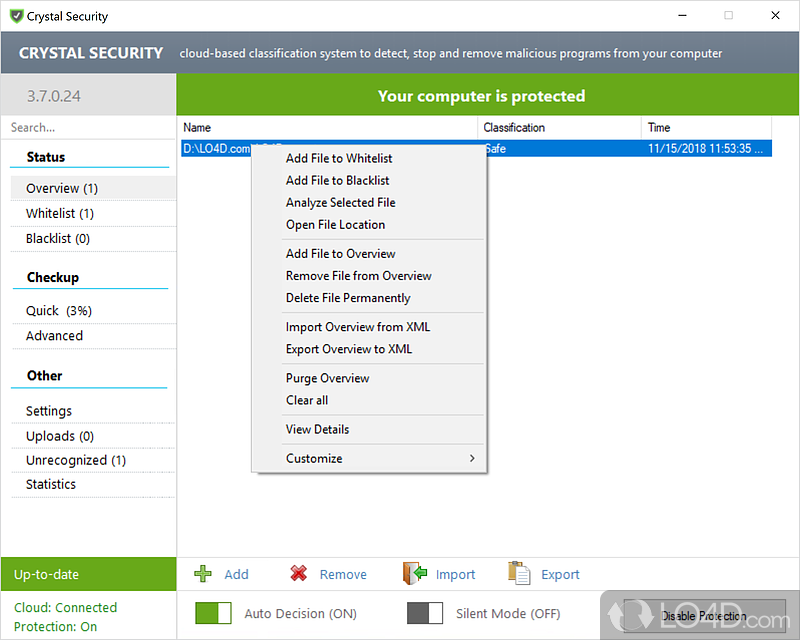 Cloud-Based Security - Screenshot of Crystal Security