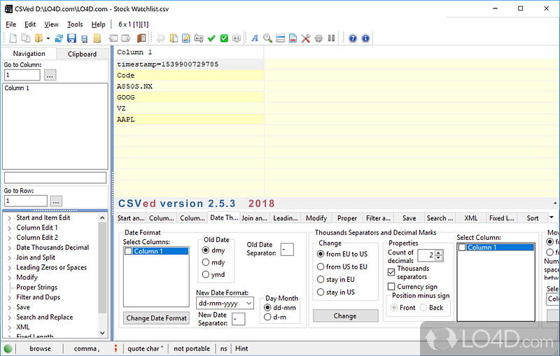 CSVed screenshot