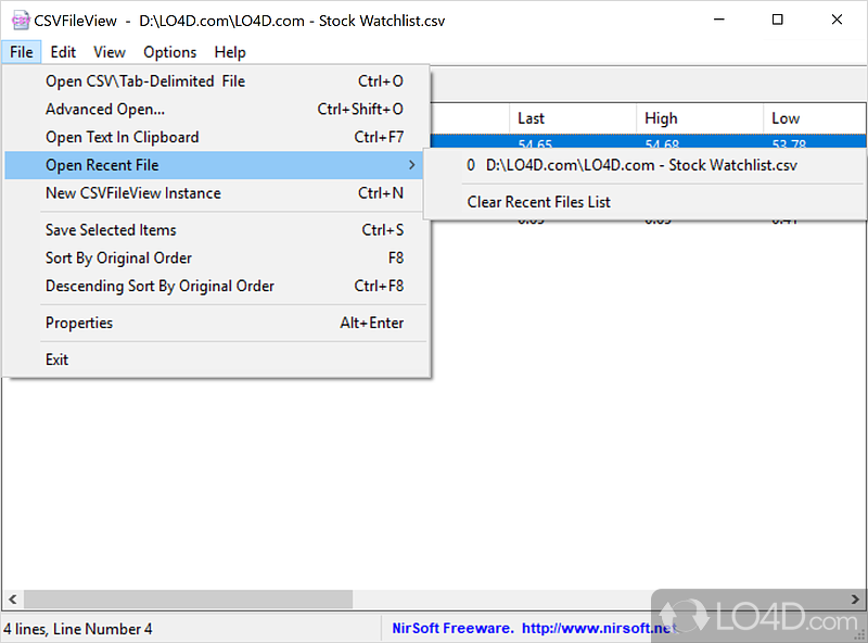 Provides the ability to view CSV files and convert them - Screenshot of CSVFileView