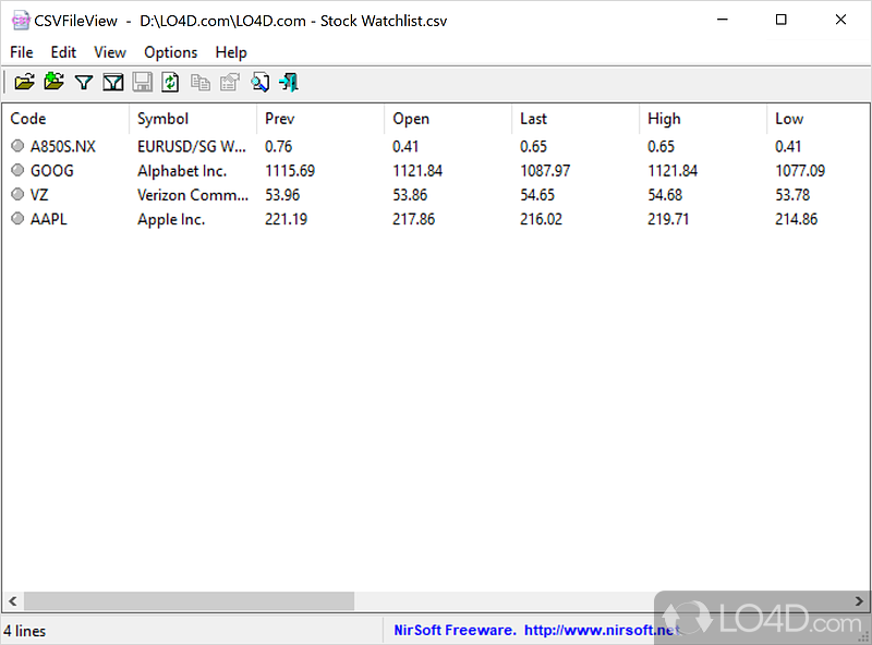 Software solution that can quickly view as well as convert CSV - Screenshot of CSVFileView