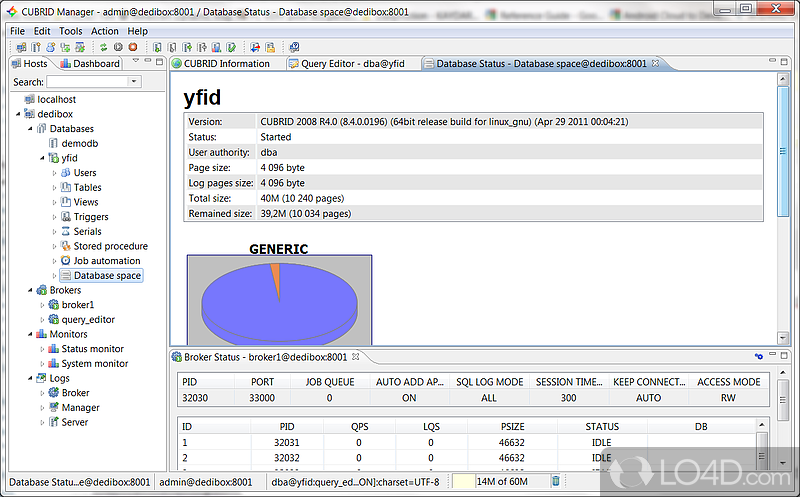 Database management system to with work - Screenshot of CUBRID