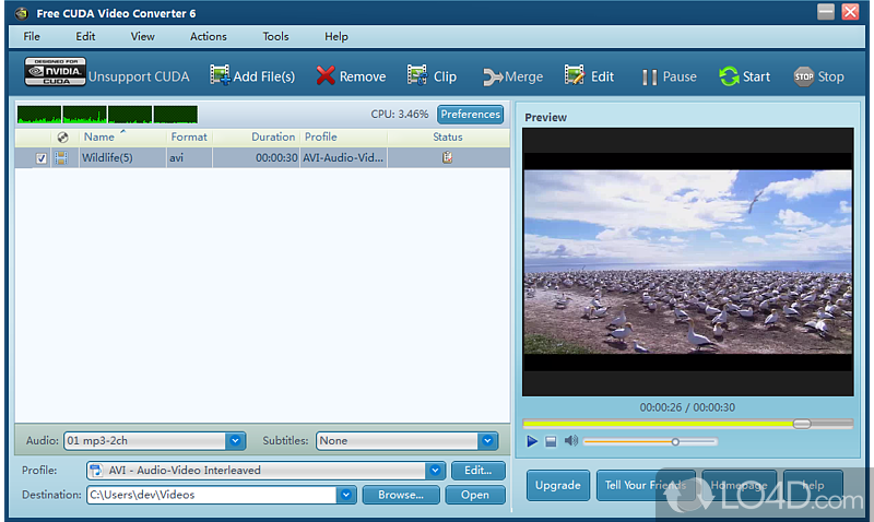 Best video converter for multimedia devices - Screenshot of Free CUDA Video Converter