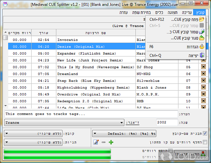 CUE file splitter for Windows - Screenshot of CUE Splitter