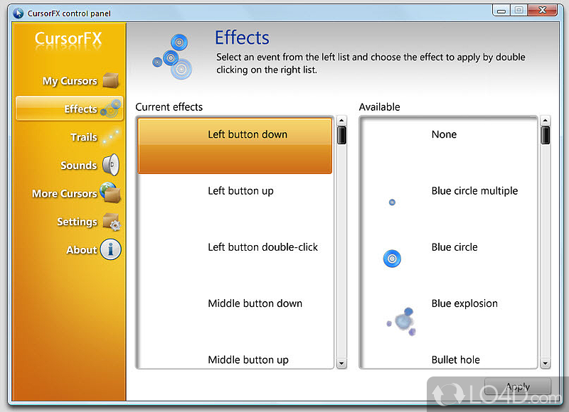 Animated Windows mouse cursors - Screenshot of CursorFX