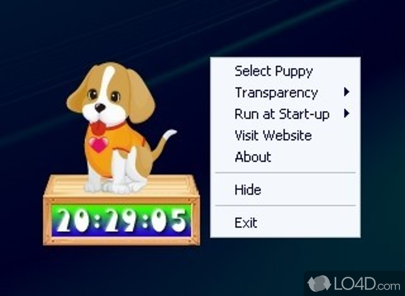 Puppy clock that will make desktop more and fun - Screenshot of Cute Puppy Clock