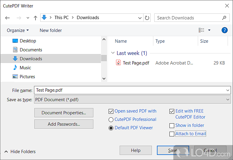 Tweaks during the installation process - Screenshot of CutePDF Writer