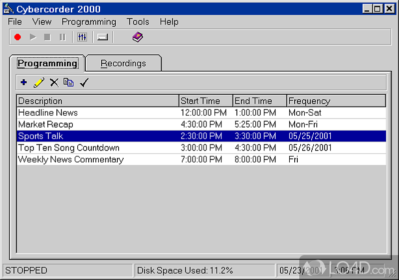 Cybercorder 2000: User interface - Screenshot of Cybercorder 2000