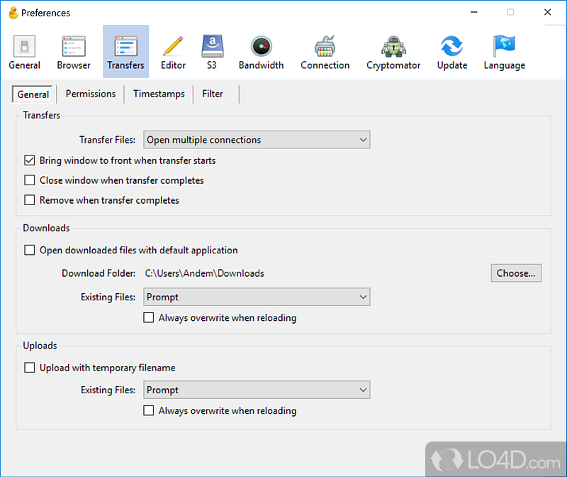 File transfer capabilities - Screenshot of Cyberduck