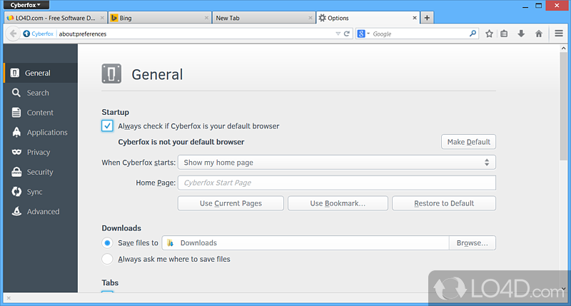 Cyberfox Portable: Replaces Firefox - Screenshot of Cyberfox Portable