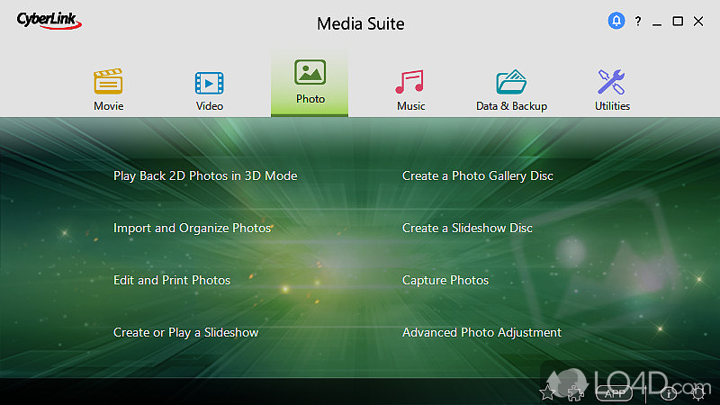 Movie options and video operations - Screenshot of CyberLink Media Suite