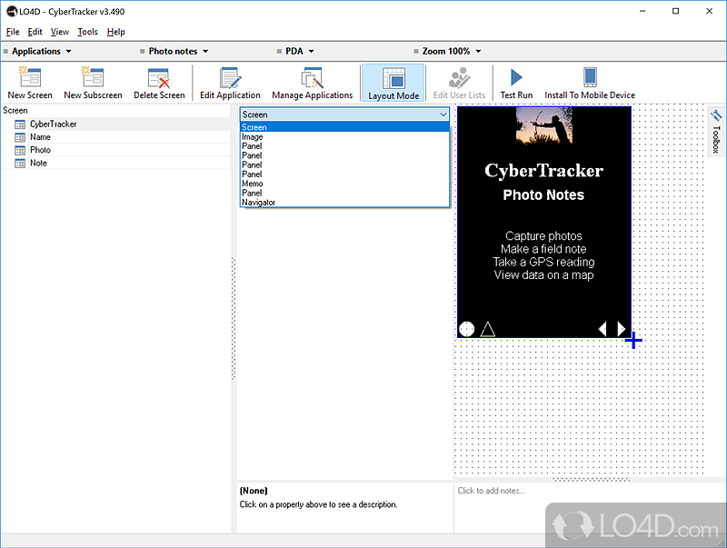Design your own application - Screenshot of CyberTracker