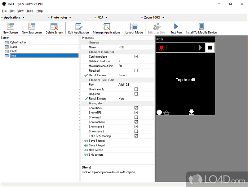 Preview how the applications work - Screenshot of CyberTracker