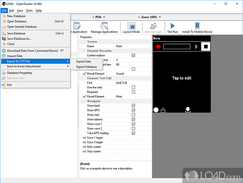 Design and create field data collection applications - Screenshot of CyberTracker