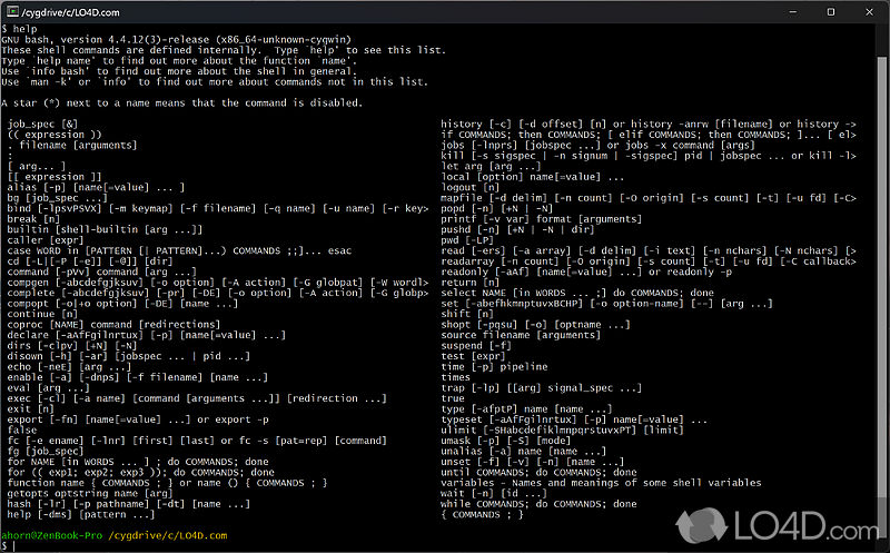 Components included in the package - Screenshot of Cygwin