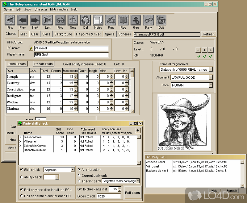 D20 Character generator for RPG Games - Screenshot of D20 RPG Assistant