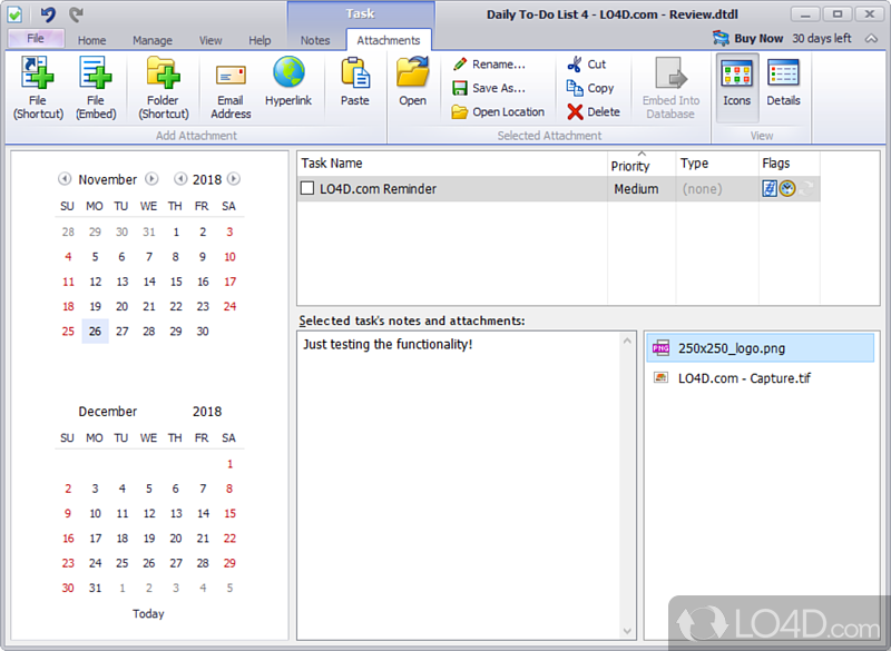 Software utility that was designed to create daily, weekly - Screenshot of Daily To-Do List