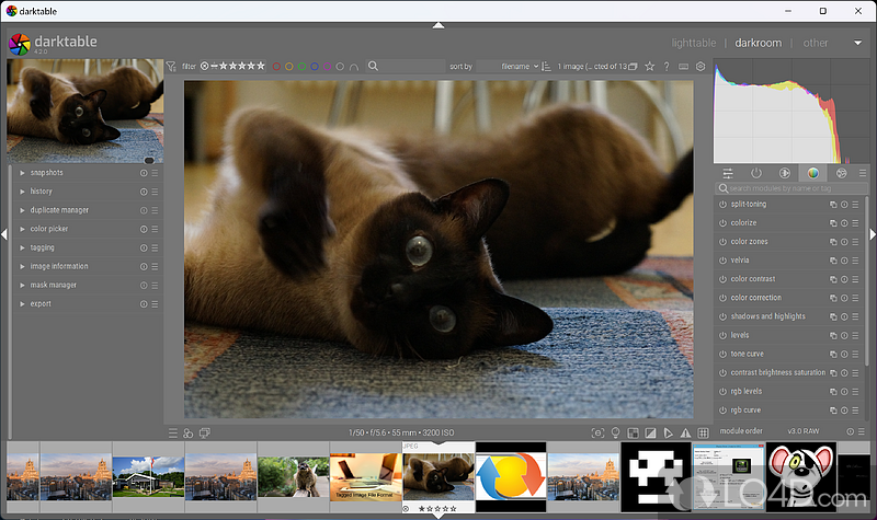 A very popular image processor with photo management superpowers, now available for Windows as well - Screenshot of Darktable