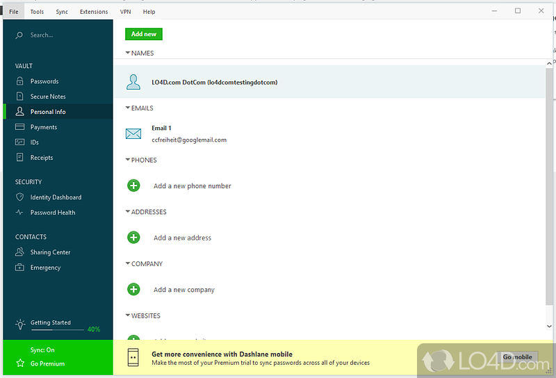 Store and manage passwords - Screenshot of Dashlane