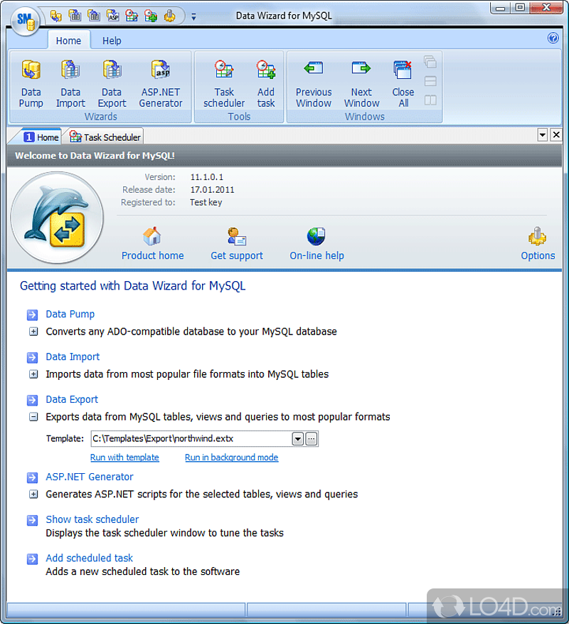 Windows GUI utility for MySQL data management and PHP programming - Screenshot of Data Wizard for MySQL