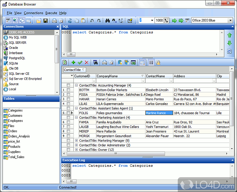 SQL and Data editing tool - Screenshot of Database Browser