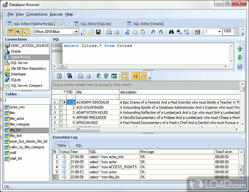 Connect to a database, manage various tables and execute SQL statements all thanks to this app - Screenshot of Database Browser