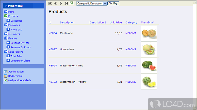 Create web access to database, generate online graphs - Screenshot of Dataceptor