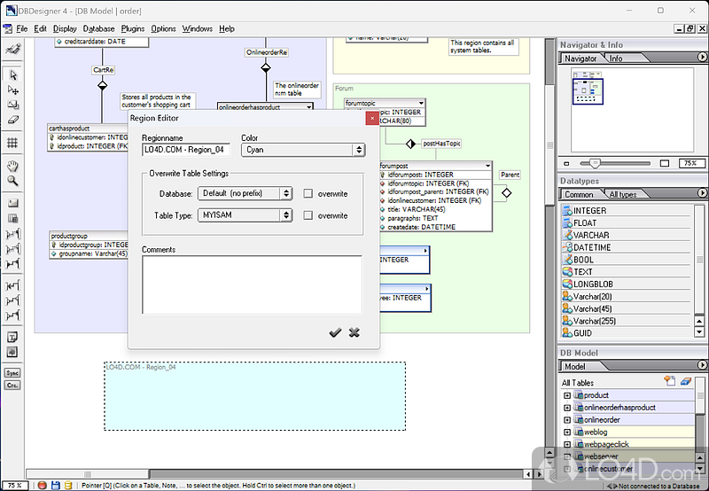 DBDesigner: User interface - Screenshot of DBDesigner
