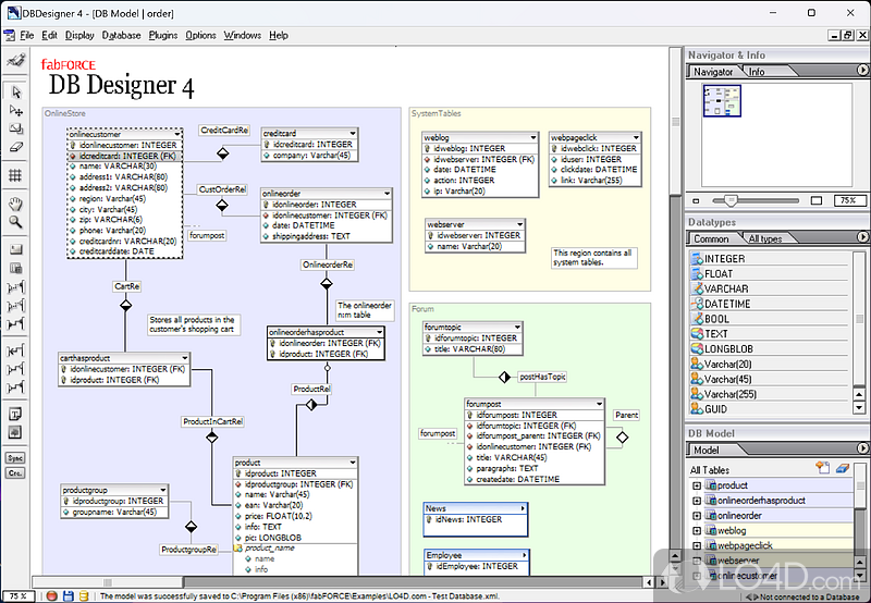 To handle databases, tables and primary keys in an way - Screenshot of DBDesigner