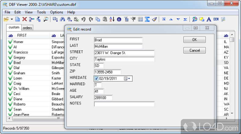Easily edit and view DBF files - Screenshot of DBF Viewer 2000
