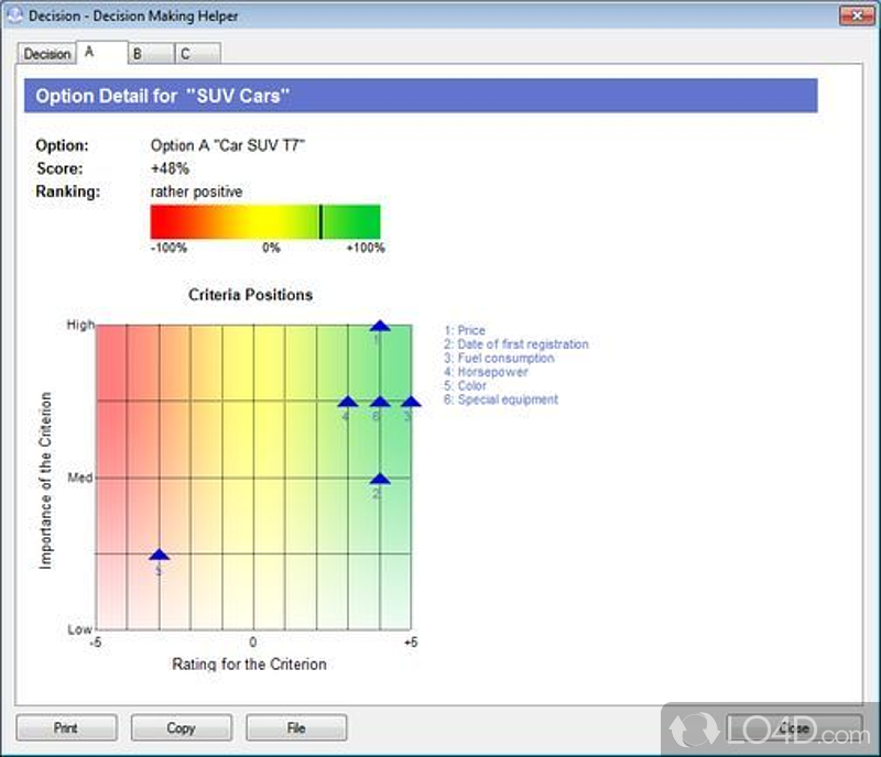 Make the right decision using a logical approach - Screenshot of Decision Making Helper