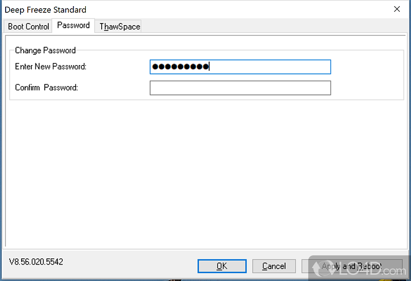 Deep Freeze Standard: Master password - Screenshot of Deep Freeze Standard