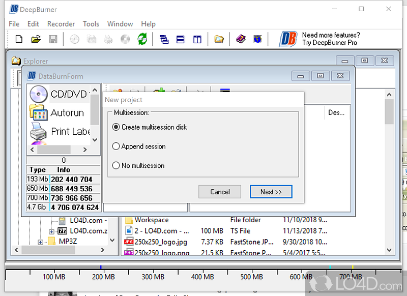 Powerful CD and DVD Burning Package - Screenshot of DeepBurner