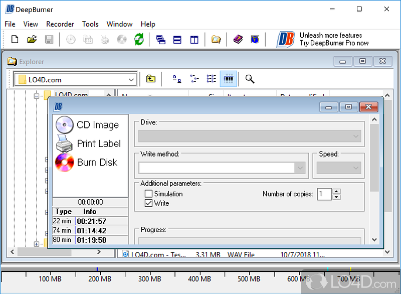 Powerful and CD and DVD burning package - Screenshot of DeepBurner