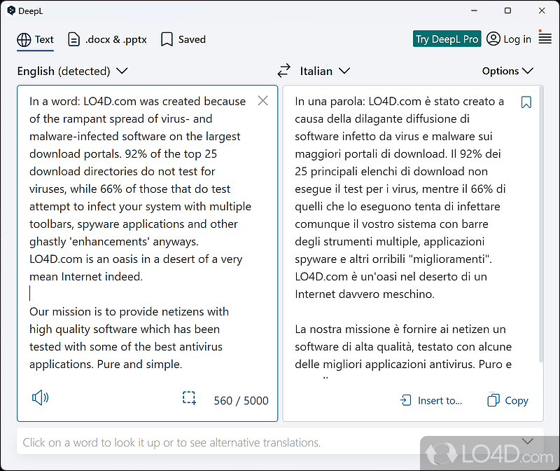 Translate text even while working in different editors, as you simply need to press Ctrl+C twice to trigger this translation app - Screenshot of DeepL