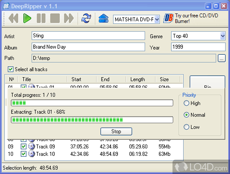 Powerful AudioCD Ripping Utility Absolutely for - Screenshot of DeepRipper