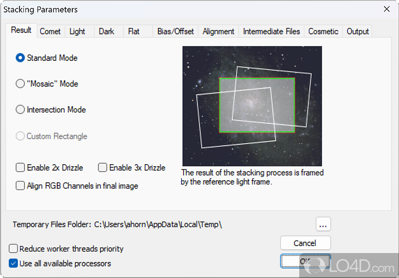 DeepSkyStacker: User interface - Screenshot of DeepSkyStacker